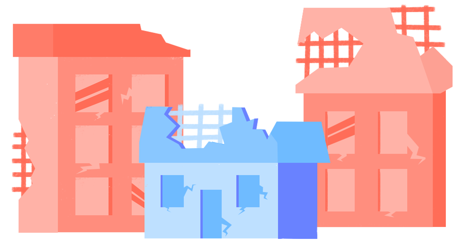 maisons détruites